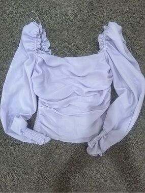 Astr Lavender Ruched Square-Neck Blouse s. S